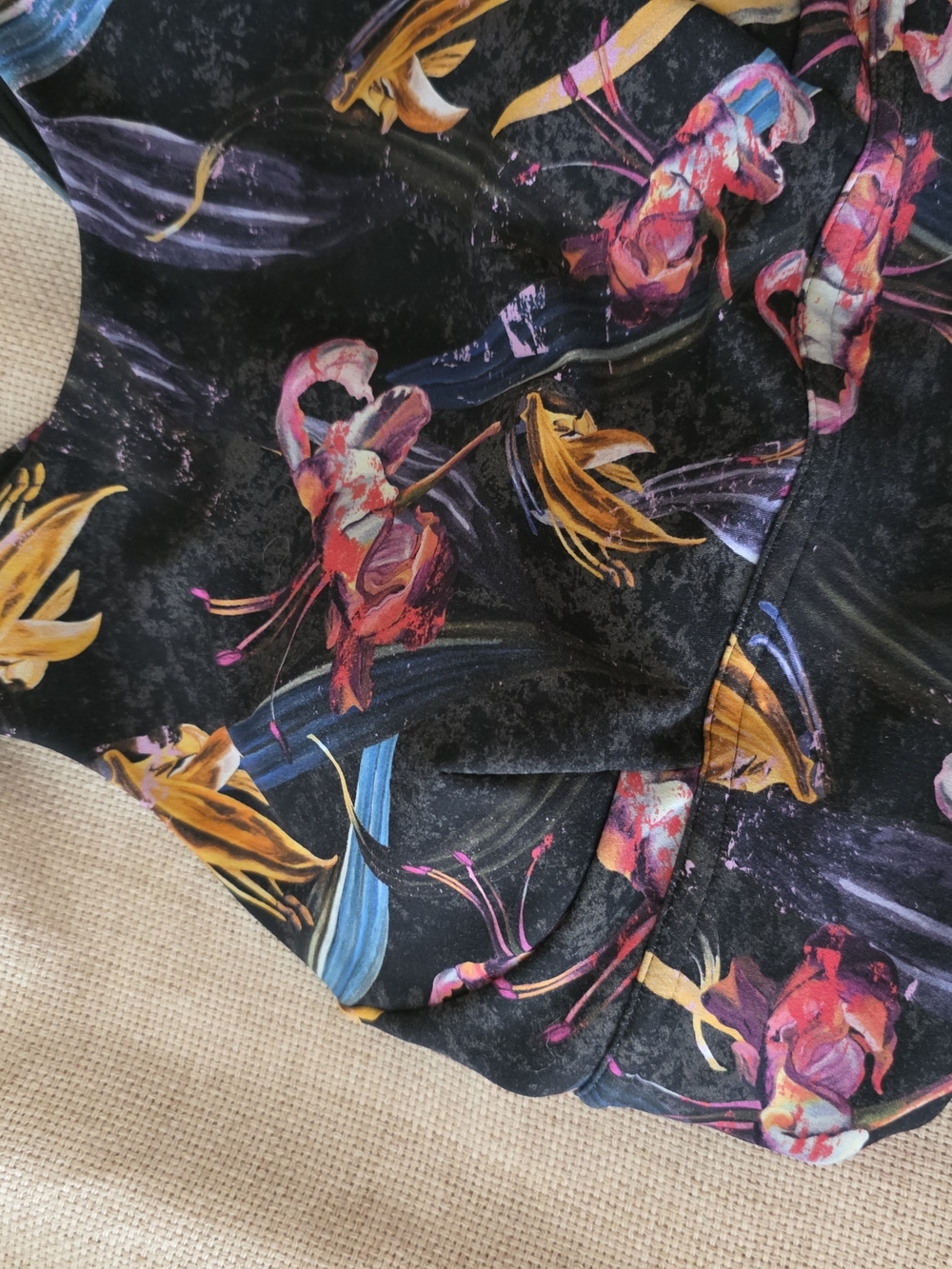lululemon athletica Black Sports Bra with Pink, Yellow & Purple Floral Accents - Picture 2 of 6